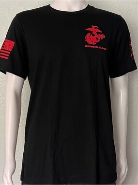 USMC Marines Graphic T Shirt Mens Large Red Black Military Grunt Style NWT